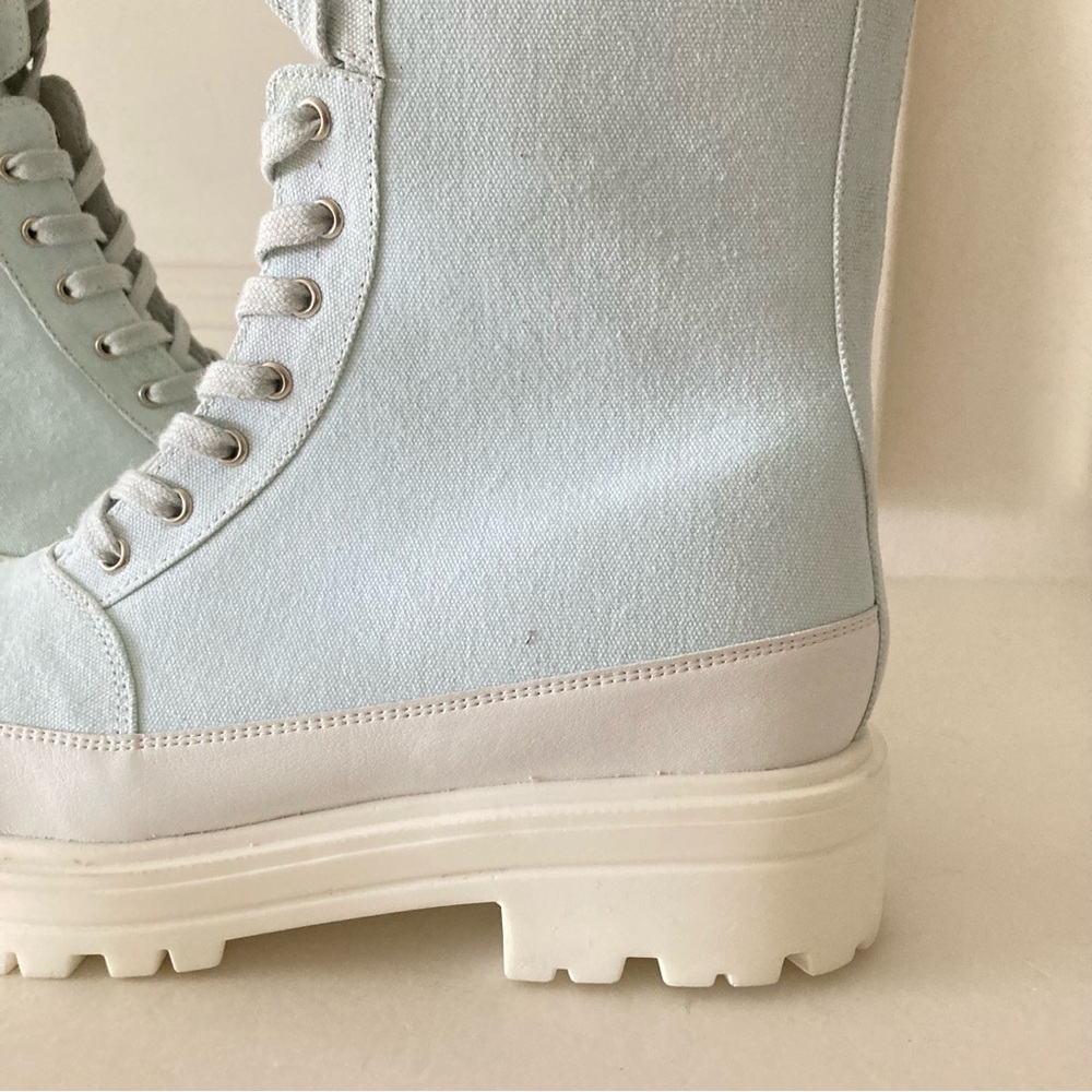 NWOT Free People Feels Good To Be Lost Indigo Canvas Lug Sole Hiker Boots Sz 41 - Picture 3 of 9